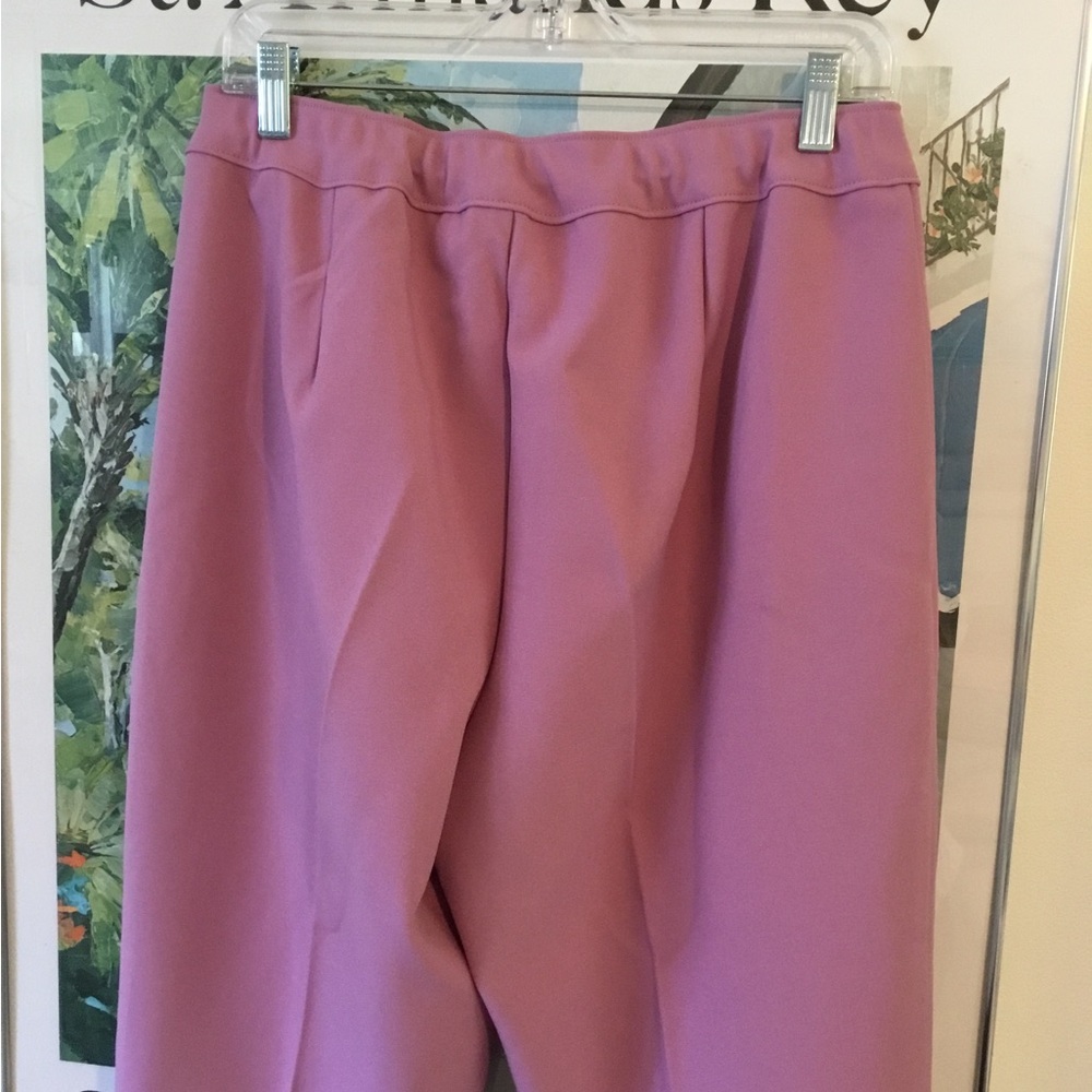 BEND OVER Slacks 14W mauve 100% polyester stretchy pull on elastic waist - Picture 7 of 7